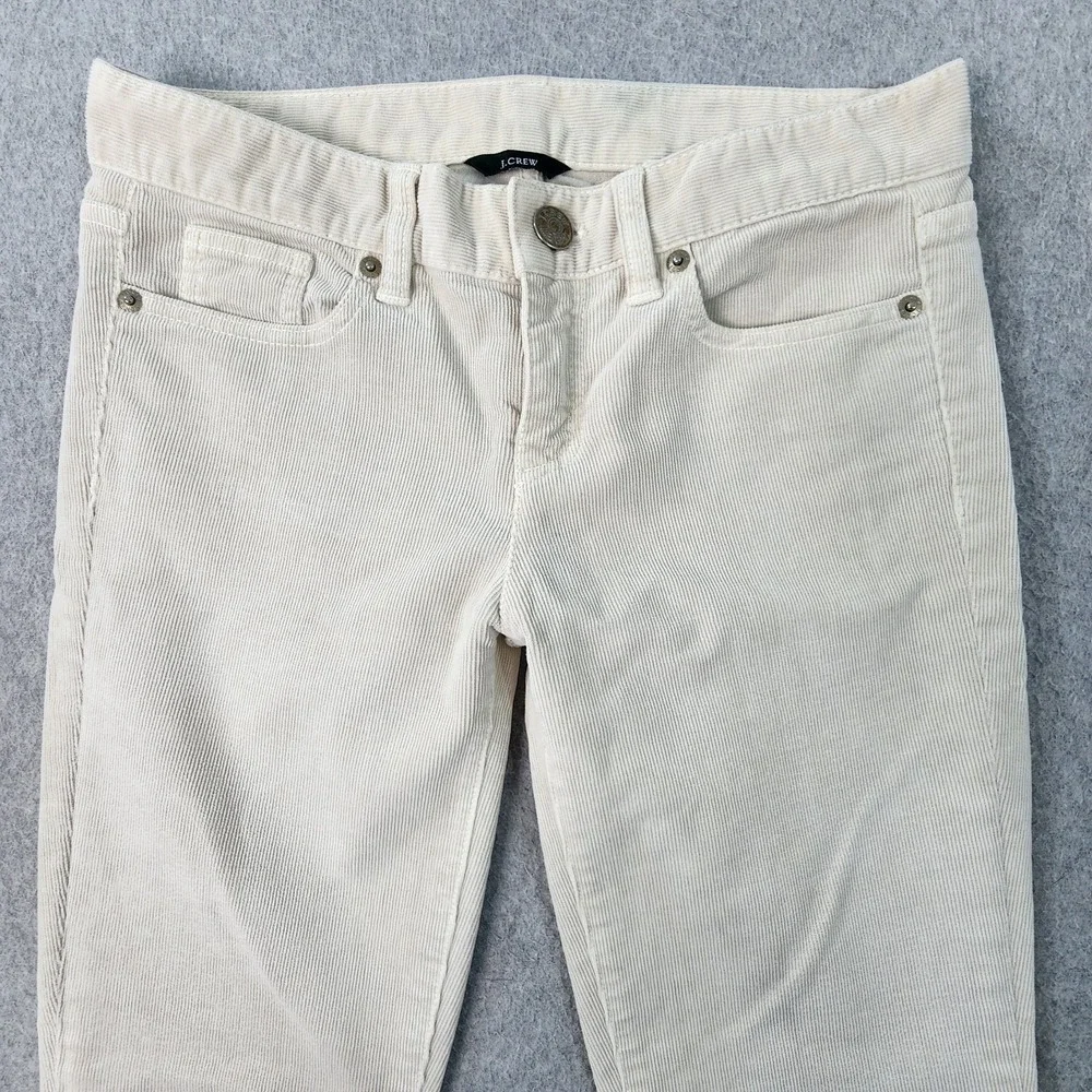 J. Crew Toothpick Super Skinny Stretch Corduroy Womens 25‎ Ivory Ankle Zip